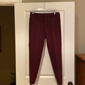 Liverpool trouser,  dark crimson,  tapered leg.
